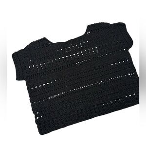 New Black Crochet Knit Top Crop Size: Large